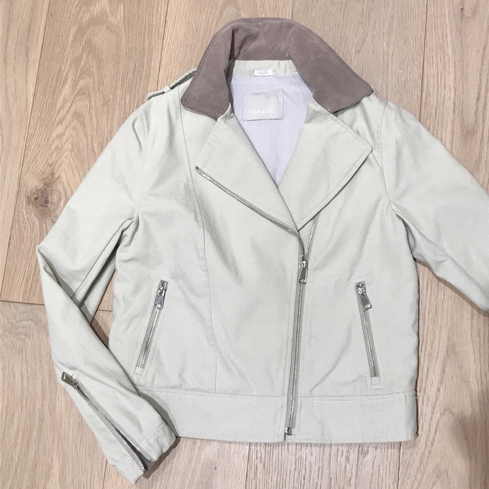Soia & Kyo Cotton and Suede Moto jacket